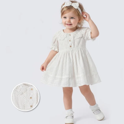 9/24 AY DANTEL YAKA DUGMELI BEBE ELBISE