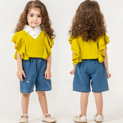 9/24 AY DUGMELI FIRFIRLI BLUZLU SORTLU KIZ TAKIM