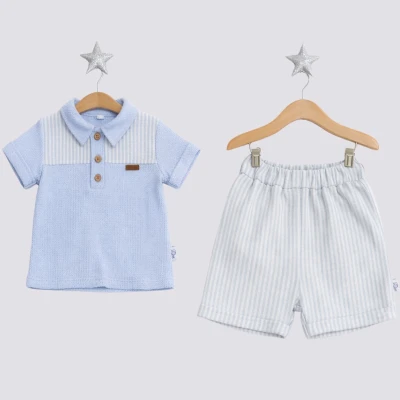 9/24 AY ERKEK ÇİZGİLİ DOKUMA ŞORTLU ERKEK İKİLİ TA