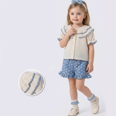 9/24 AY FIRFIR SORTLU MUSLIN BLUZLU KIZ TAKIM