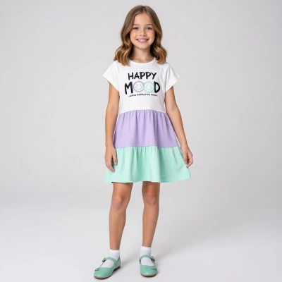 9/24 AY HAPPY MOOD BASKILI RENKLI ELBISE