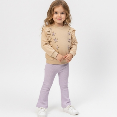 9/24 AY KIZ GÖVDE ÇİÇEK NAKIŞLI VE FIRFIRLI İKİLİ 