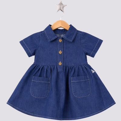 9/24 AY KIZ ÖNDEN DÜĞMELİ KIZ KOT ELBİSE