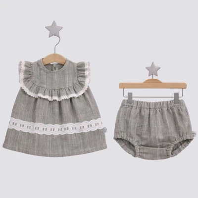 9/24 AY KIZ YAKASI FIRFIRLI İKİLİ ELBİSE