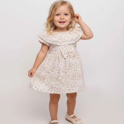 9/24 AY KIZ YILDIZLI ÇİÇEKLİ  AYLIK ELBİSE