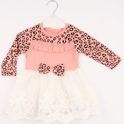 9/24 AY LEOPARLI ETEKLERI DANTELLI BEBE ELBISE