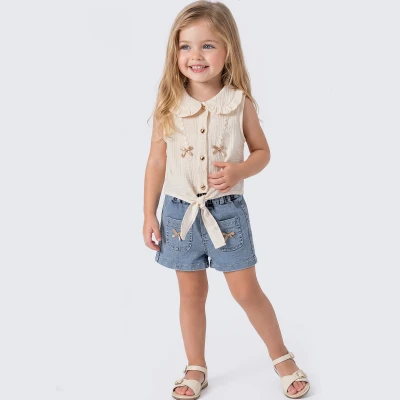 9/24 BEBE YAKA BLUZLU KOT SORTLU KIZ TAKIM