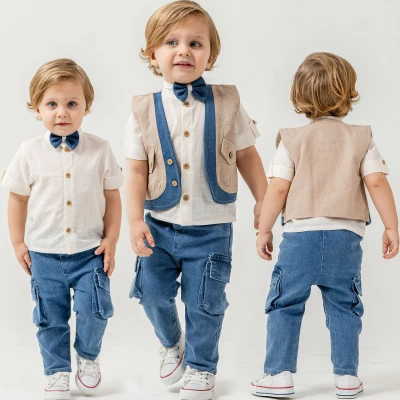 9/24 PAPYONLU YELEKLI GOMLEKLI 3LU ERKEK TAKIM