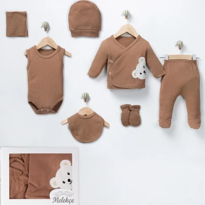 AYICIK KAFASI NAKISLI 7LI BEBE ZIBIN SET