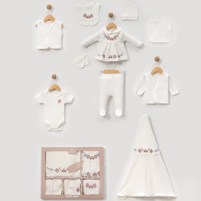 BEBE YAKA CICEK DESENLI 10LU ZIBIN SET