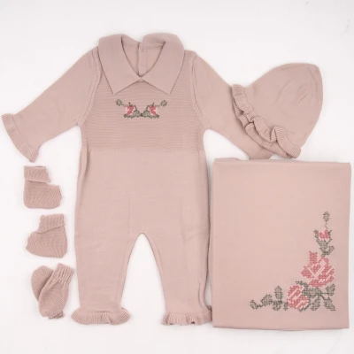 CICEK ISLEMELI KIZ TRIKO 5LI ZIBIN SET