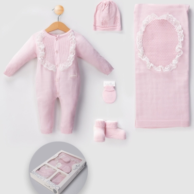 DELIKLI DANTELLI 5LI KIZ BEBE SET