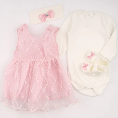 PEMBE DAL DESEN TULLU KURDELELI MEVLUTLUK SET